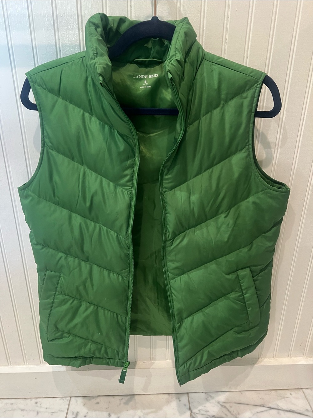 Lands' End Bright Green Quilted Puffer Vest